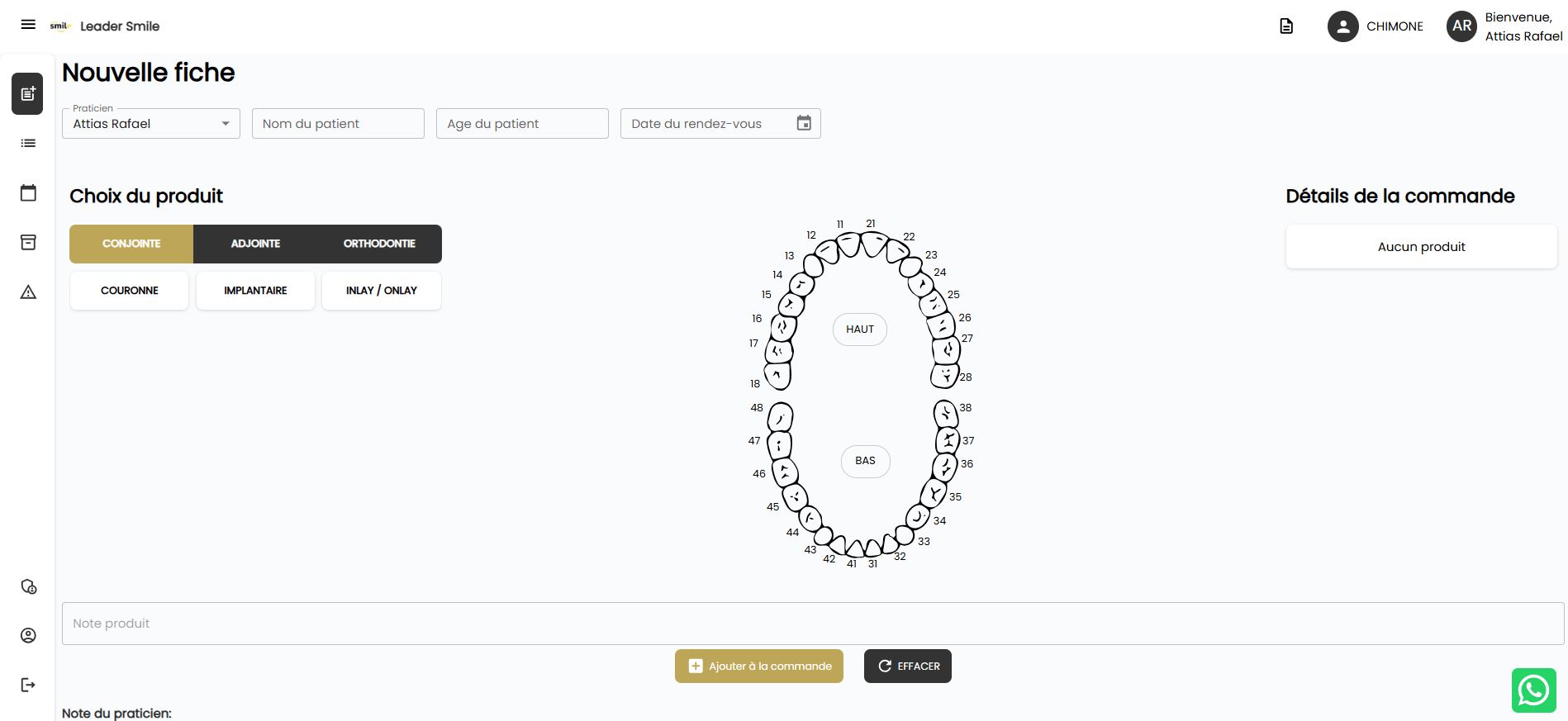 Prise de commande en ligne